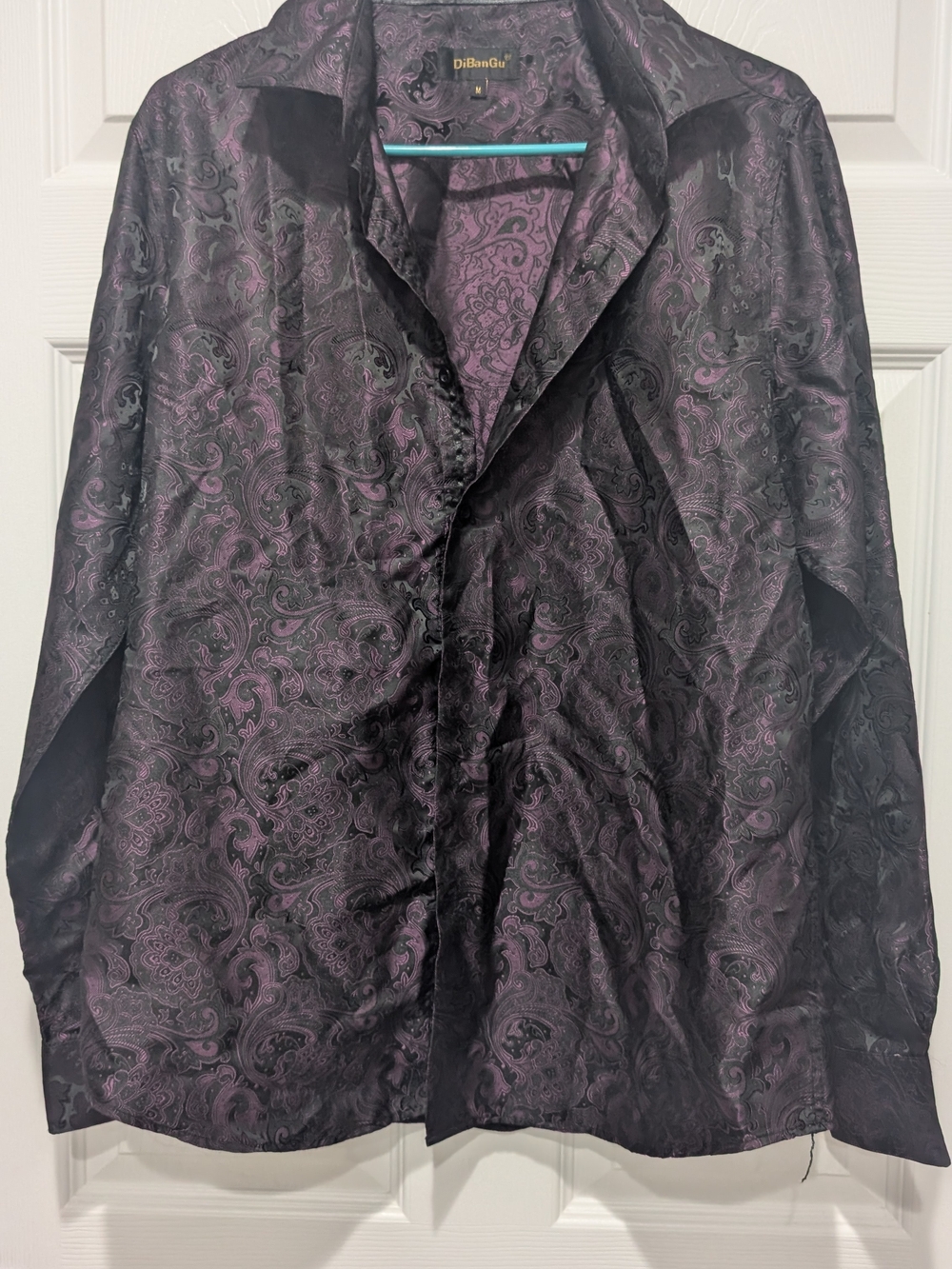 Black & Purple Paisley Button Up